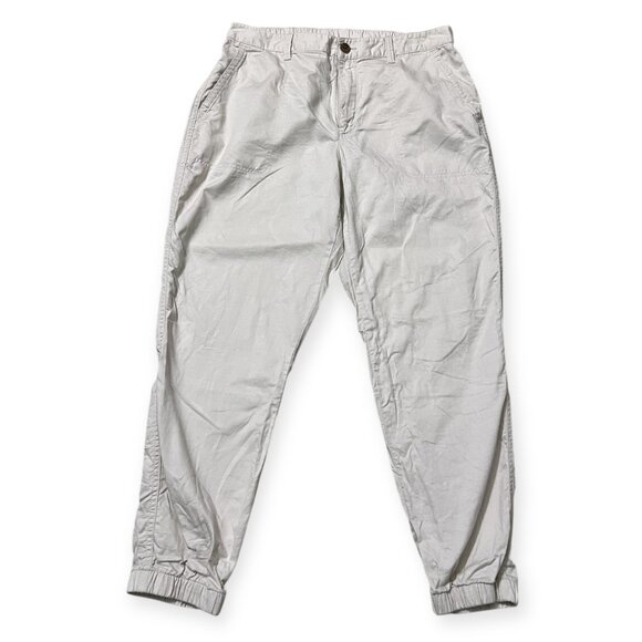 GAP Girlfriend Jogger Pants Women’s Size 14 Beige Khaki Casual Elastic Waist - Picture 1 of 8